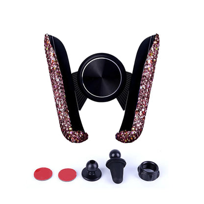 Car Phone Holder Diamond Crystal Air Vent Mount Clip