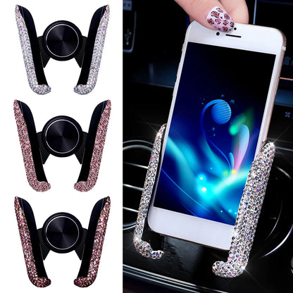Car Phone Holder Diamond Crystal Air Vent Mount Clip