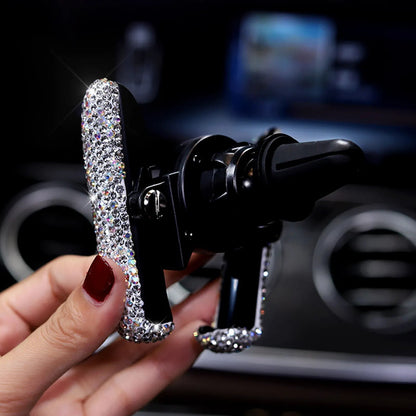 Car Phone Holder Diamond Crystal Air Vent Mount Clip